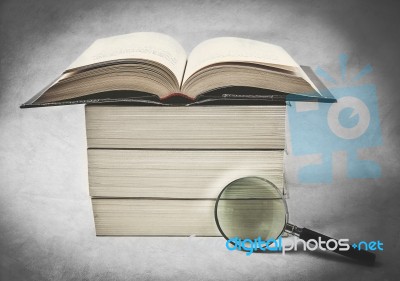 Books In Retro Style Stock Photo