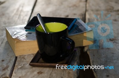 
Books, Telephone, Sunny, Morning Stock Photo