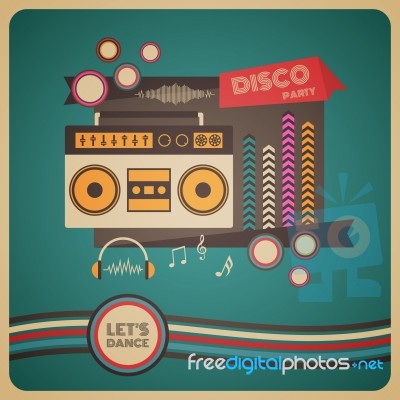 Boombox Disco Party Poster Stock Image