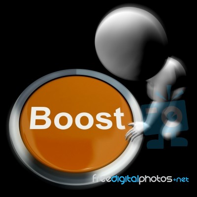 Boost Pressed Means Improvement Upgrade Or Expansion Stock Image