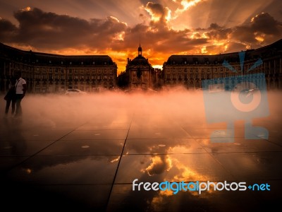 Bordeaux/france - September 20 : Miroir D'eau At Place De La Bou… Stock Photo