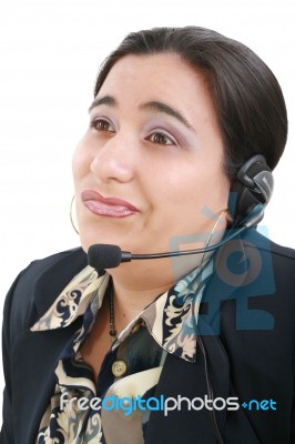 Bored Customer Service Operator Stock Photo