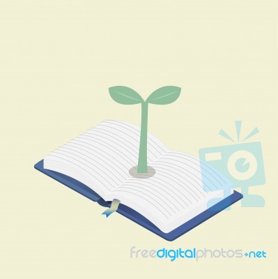 Born Tree On The Book Conceptual. . Eps10 Stock Image