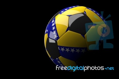 Bosnia Herzegovina Flag Soccer Ball Isolated Dark Background Stock Image