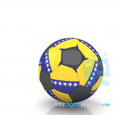 Bosnia Herzegovina Flag Soccer Ball Isolated White Background Stock Image