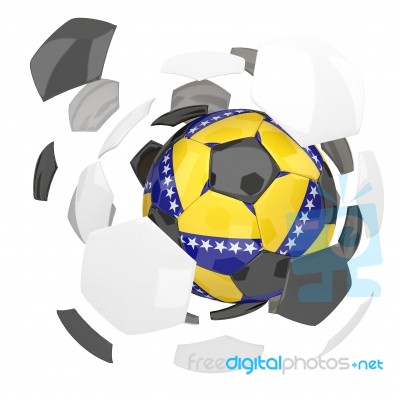 Bosnia Herzegovina Flag Soccer Ball Isolated White Background Stock Image