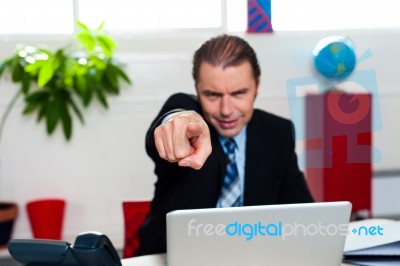 Boss Pointing His Index Finger At You Stock Photo