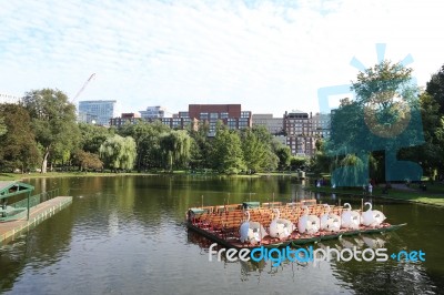 Boston Sept 10: Boston Common Public Garden Lake In Massachusett… Stock Photo