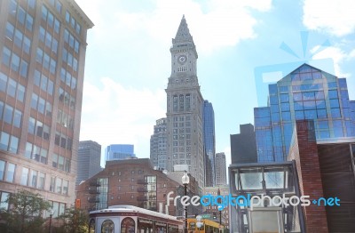 Boston, Sept. 9: Custom House Tower In Downtown Boston, Usa In S… Stock Photo