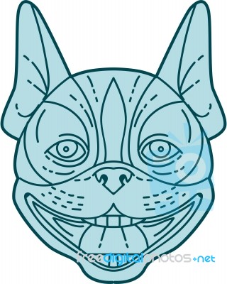 Boston Terrier Laughing Circle Mono Line Stock Image