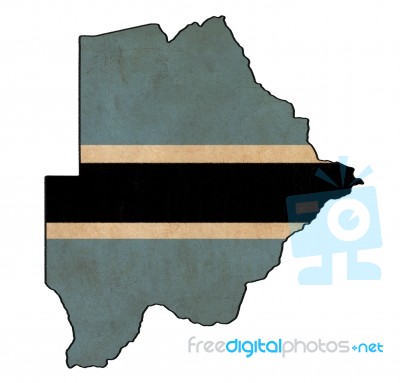 Botswana Map On Botswana Flag Drawing ,grunge And Retro Flag Ser… Stock Image