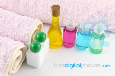 Bottles Of Oil For Spa Stock Photo