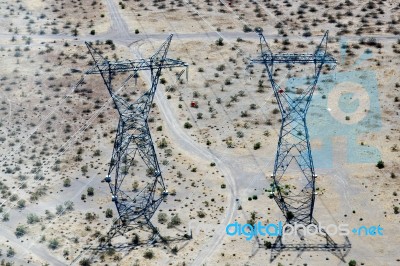 Boulder City, Nevada/usa - August 1 : Power Lines In The Desert Stock Photo