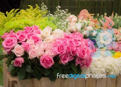 Bouquet Of Colorful Paper Flowers Stock Photo