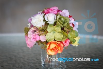 Bouquet Of Fabric Flowers Stock Photo