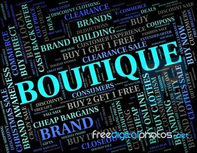 Boutique Word Means Commercial Activity And Apparel Stock Image