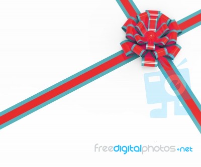 Bow Gift Represents Blank Space And Box Stock Image