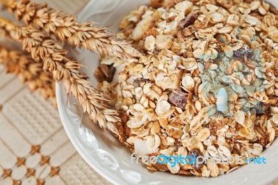 Bowl Of Muesli For Breakfast Stock Photo