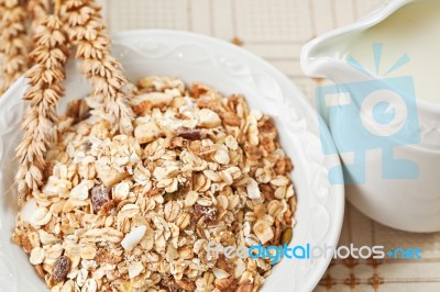 Bowl Of Muesli For Breakfast Stock Photo