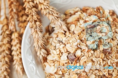 Bowl Of Muesli For Breakfast Stock Photo