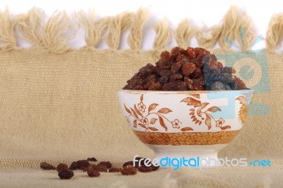 Bowl Of Raisins Stock Photo