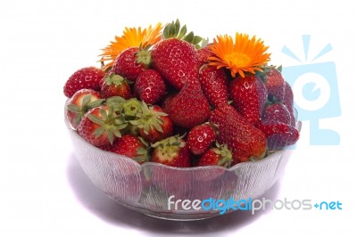 Bowl Of Strawberries Stock Photo