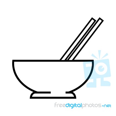 Bowl With Chopsticks Symbol Icon  Illustration On Wh Stock Image