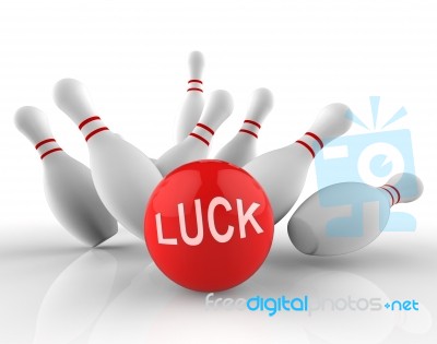 Bowling Luck Represents Lucky Ten Pin 3d Rendering Stock Image