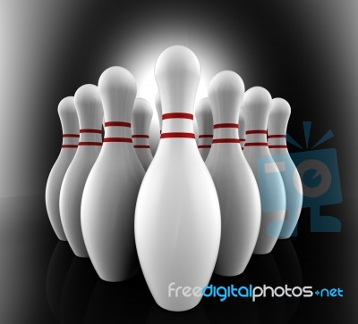 Bowling Pins Show Skittles Alley Stock Image