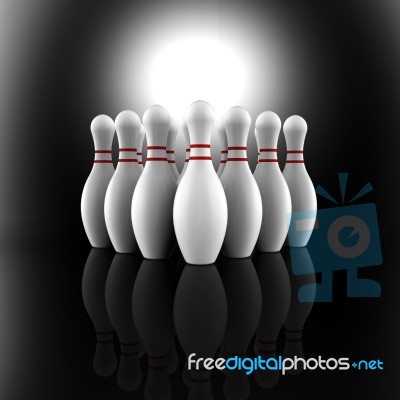 Bowling Pins Showing Skittles Alley Stock Image