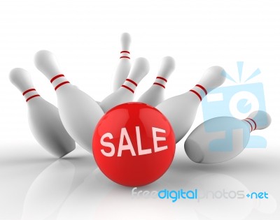 Bowling Sale Represents Ten Pin And Activity 3d Rendering Stock Image