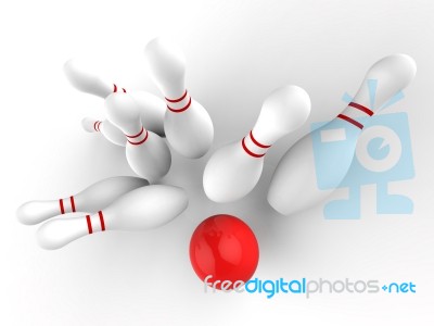 Bowling Strike Showing Skittles Game Success Stock Image