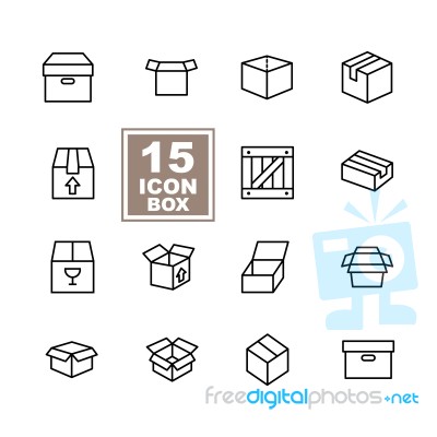 Box Icon Set On White Background Stock Image