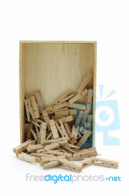 Box Of Pegs Stock Photo