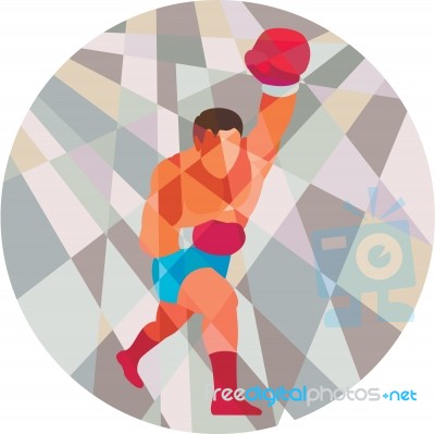 Boxer Boxing Punching Circle Low Polygon Stock Image