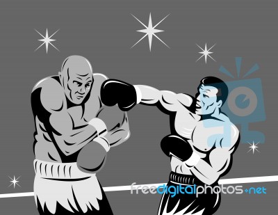 Boxer Connecting Knockout Punch Stock Image