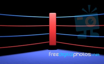 Boxing Ring Red Corner In Dark Background Stock Image