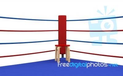 Boxing Ring Red Corner With Chair Stock Image