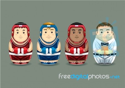 Boxing Russian Dolls Stock Image