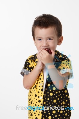 Boy And Apple Stock Photo