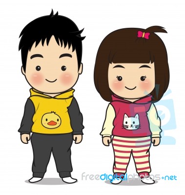 Boy And Girl Character Cartoon Stock Image