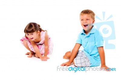 Boy And Girl Laughing Stock Photo