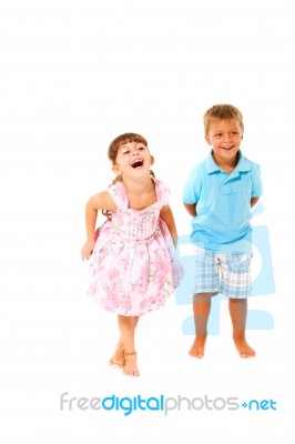 Boy And Girl Smiling Stock Photo