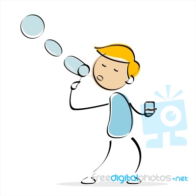 Boy Blowing Bubbles Stock Image