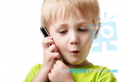 Boy Calling Phone Stock Photo