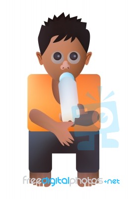 Boy Holding Milk Bottle Stock Image