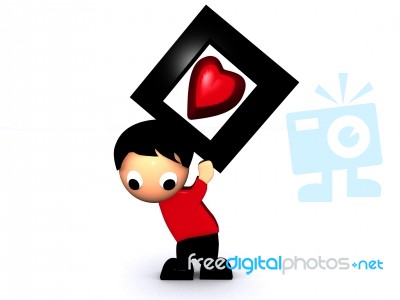 Boy Holding Valentine Gift Stock Image