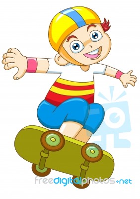 Boy In Skateboarding Stock Image