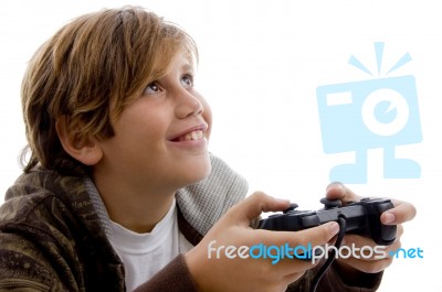 Boy Playing Video Games Stock Photo