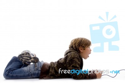 Boy Playing Videogame Stock Photo